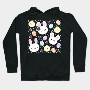 Cute easter bunny and easter eggs and flowers Hoodie
